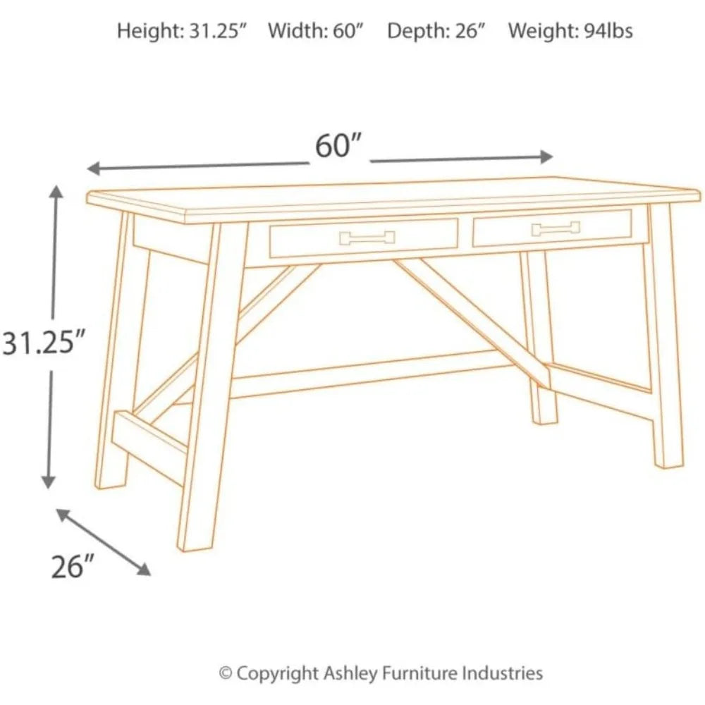 Baldridge Rustic Home Office Desk, Distressed Brown