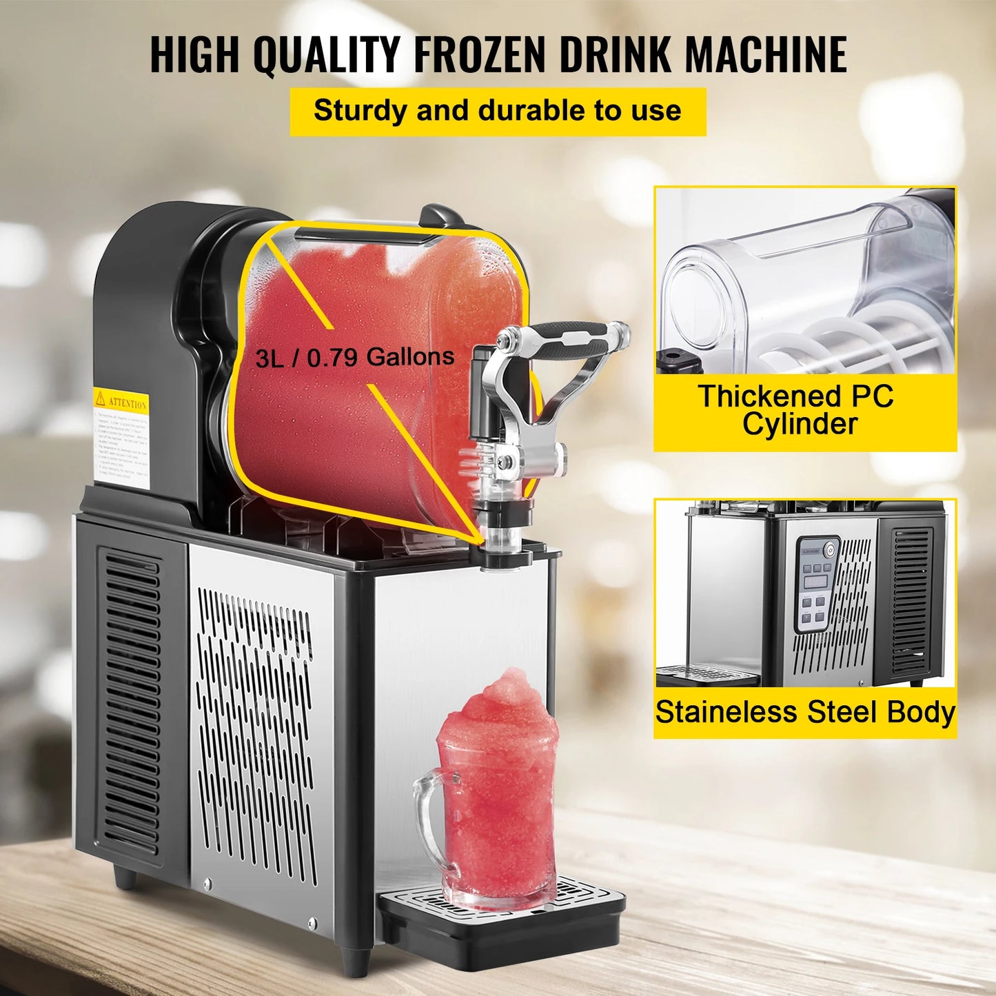 VEVOR Commercial Slushy Machine 3L Single Bowl machine a slush 330W Frozen Drink Machine