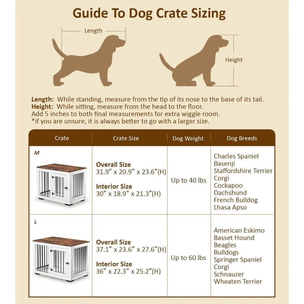 Dog Crate Furniture for Large Dogs Up to 60 lbs. - Kennel w/Wide Table Top & Steel Bars - 37'' Wide