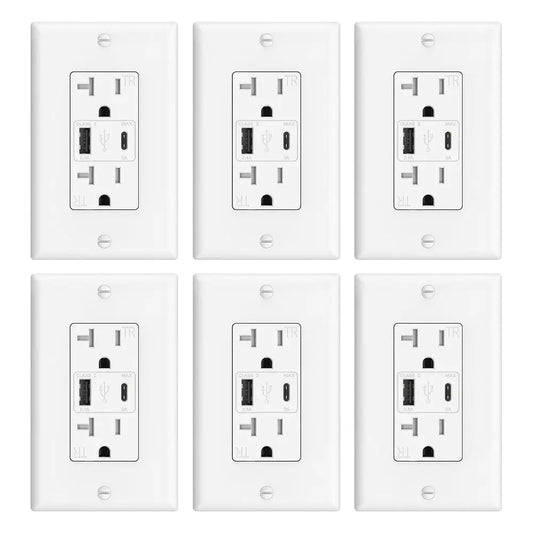 USB C Wall Outlet, 20 Amp Power+USB C Ports, 21W Electrical Outlets Charging Ports
