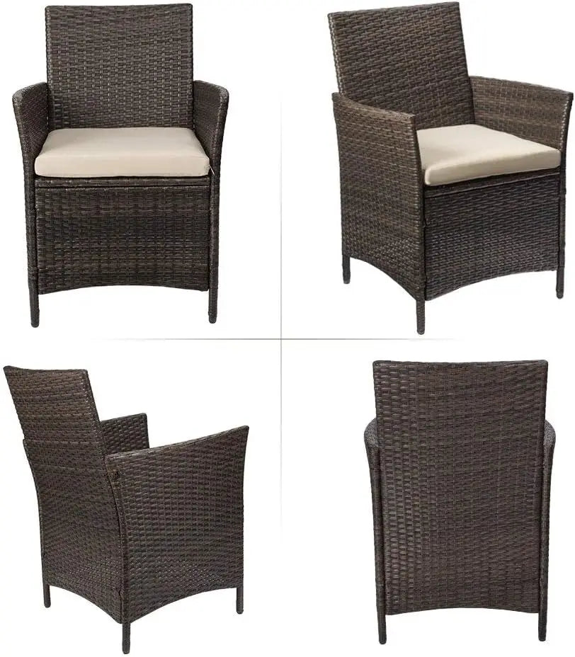 Patio Porch Furniture Sets 3 Pieces PE Rattan Wicker Chairs with Table Outdoor Garden Furniture Sets