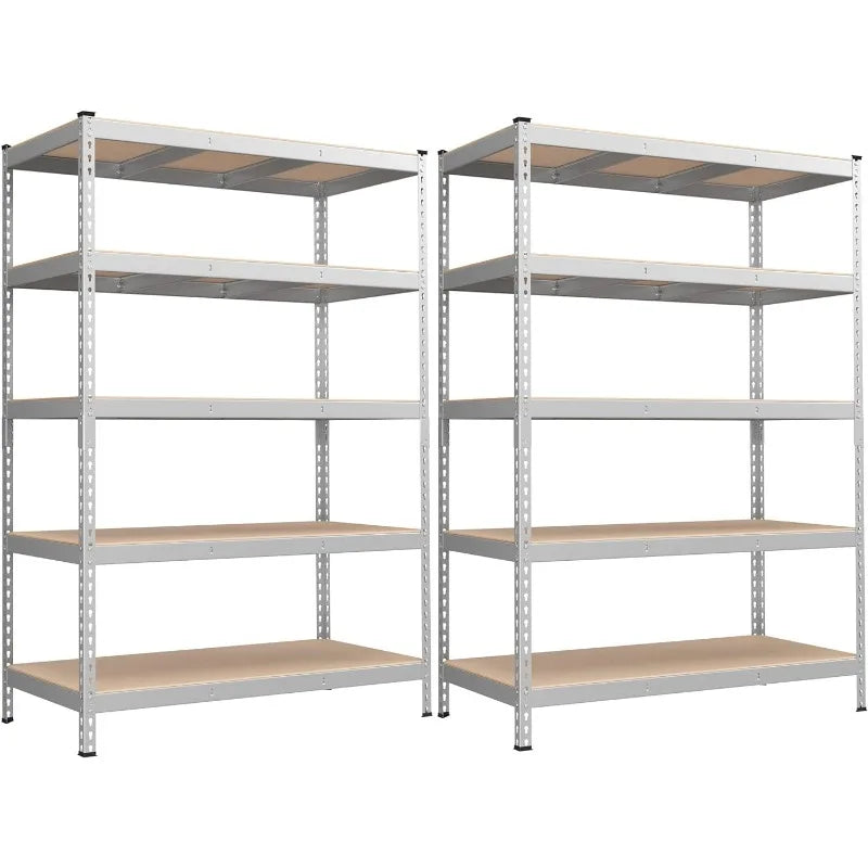 5-Tier Storage Shelves, Set of 2 Garage Storage, Boltless Assembly, Shelving Units, Load 1929 lbs