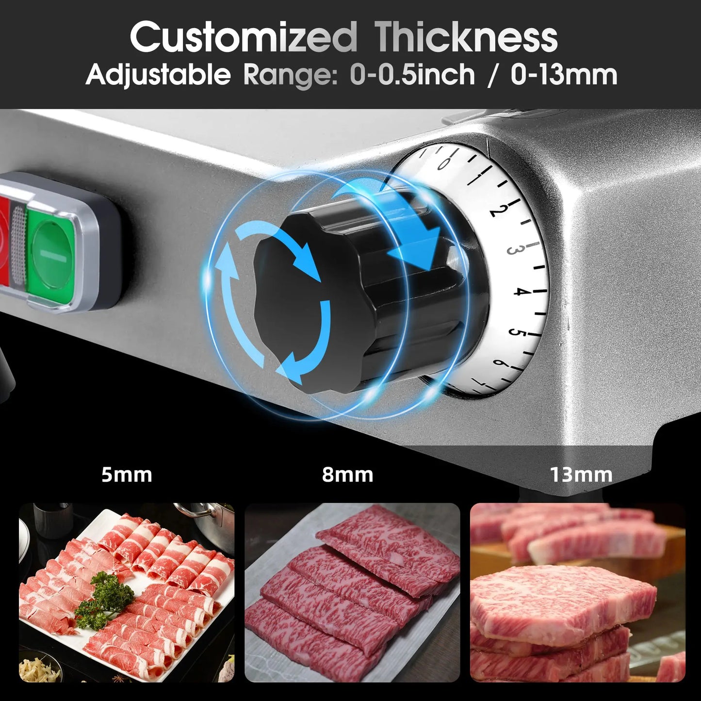 10 inch Chromium-Steel Blade Semi-Auto for Meat Cheese 240W,Silver Meat Slicer Machine