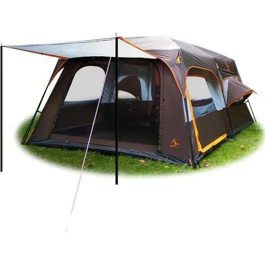 KTT Extra Large Tent 10-12-14 Person(B),Family Cabin Tents,2 Rooms,3 Doors and 3 Windows with Mesh