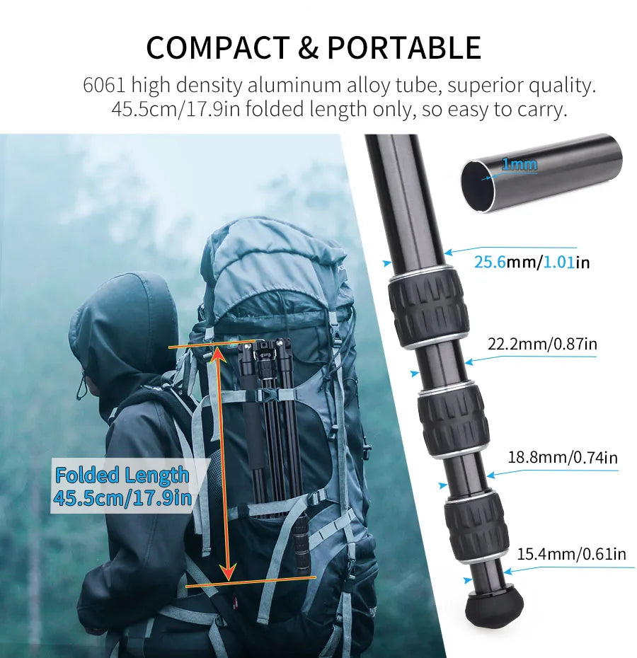 INNOREL RT45A Tripod Aluminum Alloy Travel Portable Photographic Monopod/DSLR Camcorder Stand