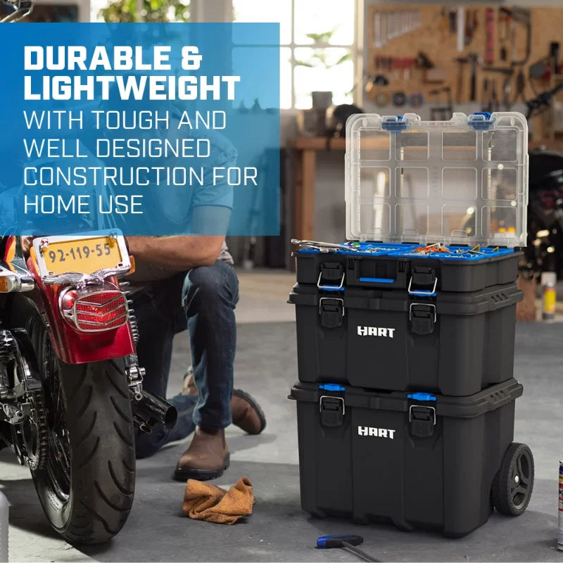 HART 7 Parts Modular Organization Storage Large Tool Box Portable Mobile Toolbox