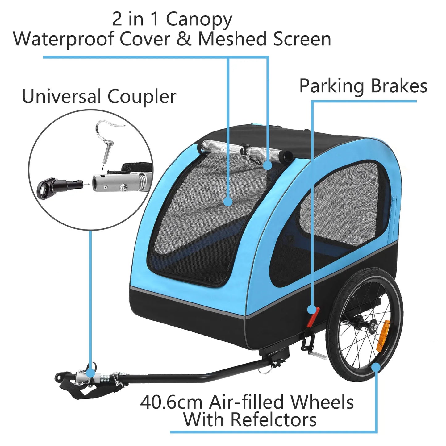 Fiximaster Dog Pets Bicycle Trailer Suitable for Small and Medium Pets