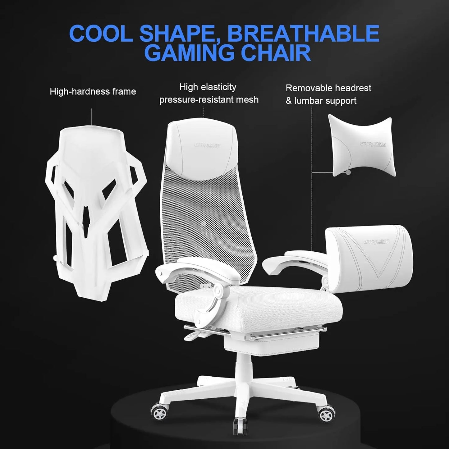 GTRACING Gaming Chair, Computer Chair with Mesh Back, Ergonomic Gaming Chair w/Footrest, Reclining