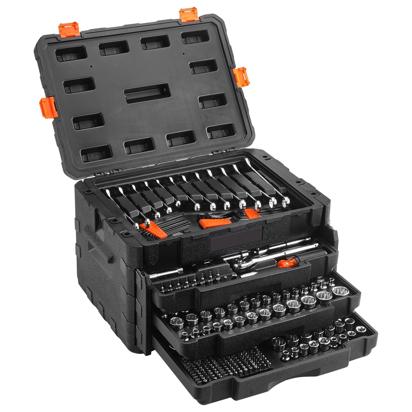 SucceBuy Mechanics Tool Set 1/4" 3/8" 1/2" Drive Deep Standard Sockets 450 Pcs SAE and Metric