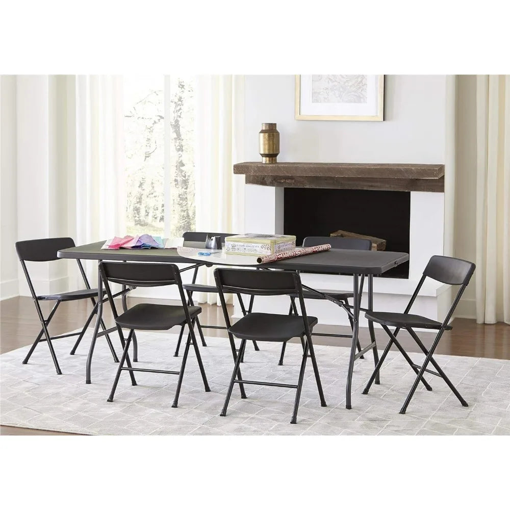 COSCO Molded Folding Banquet Table w/Handle, 6ft, Black