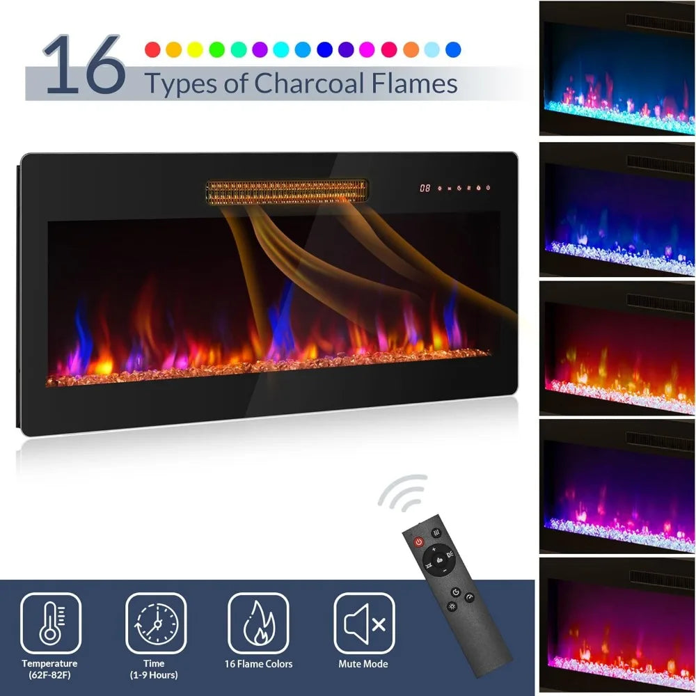 70" Fireplace TV's Up to 75", LED Light Entertainment Center w/36" Electric Fireplace Heater