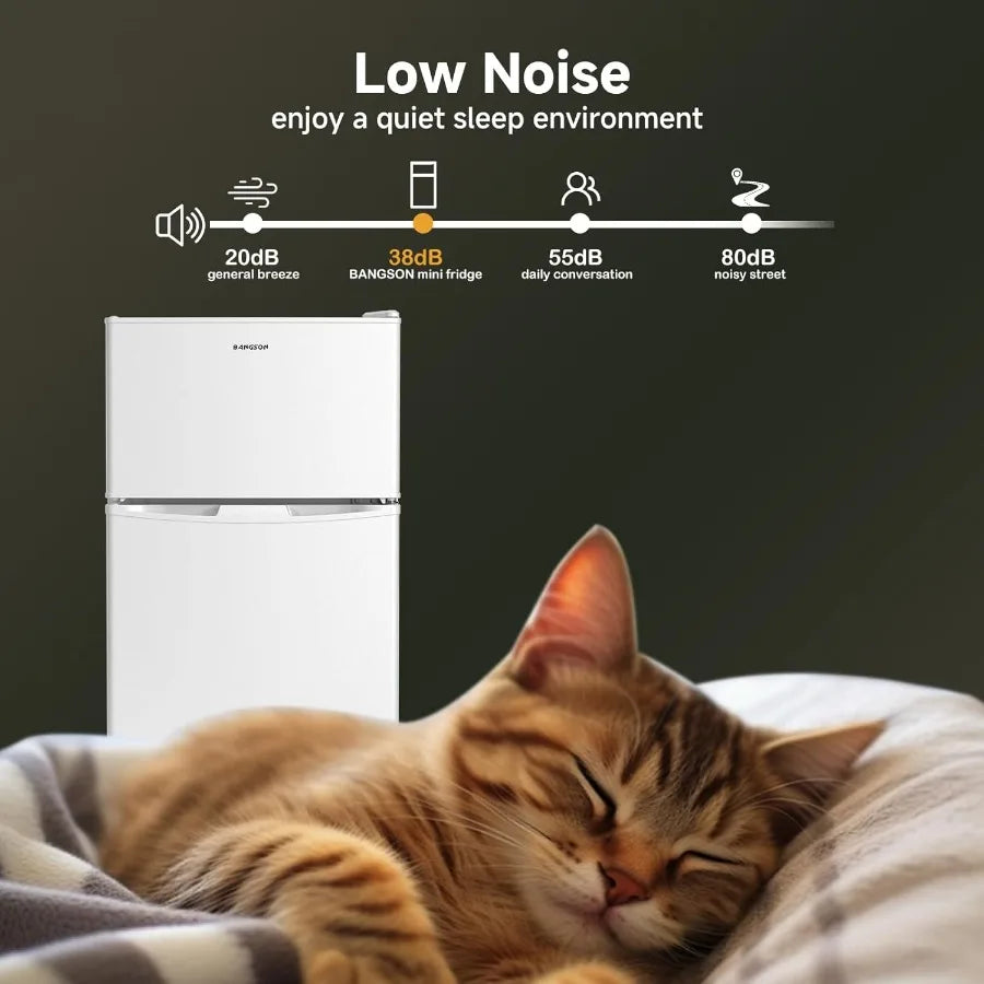 Compact 2Door Mini Fridge with Freezer for Bedroom Office Dorm Garage or RV Use 3.2 CU.FT