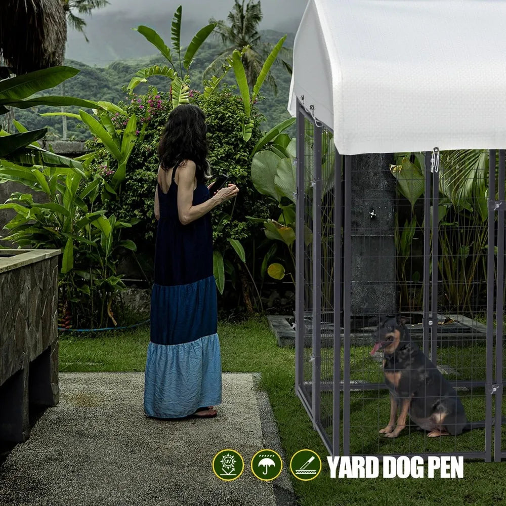 12 Panels Large Outside Outdoor Dog Kennel Large with Roof Heavy Duty Dog Kennel/Dog Playpen