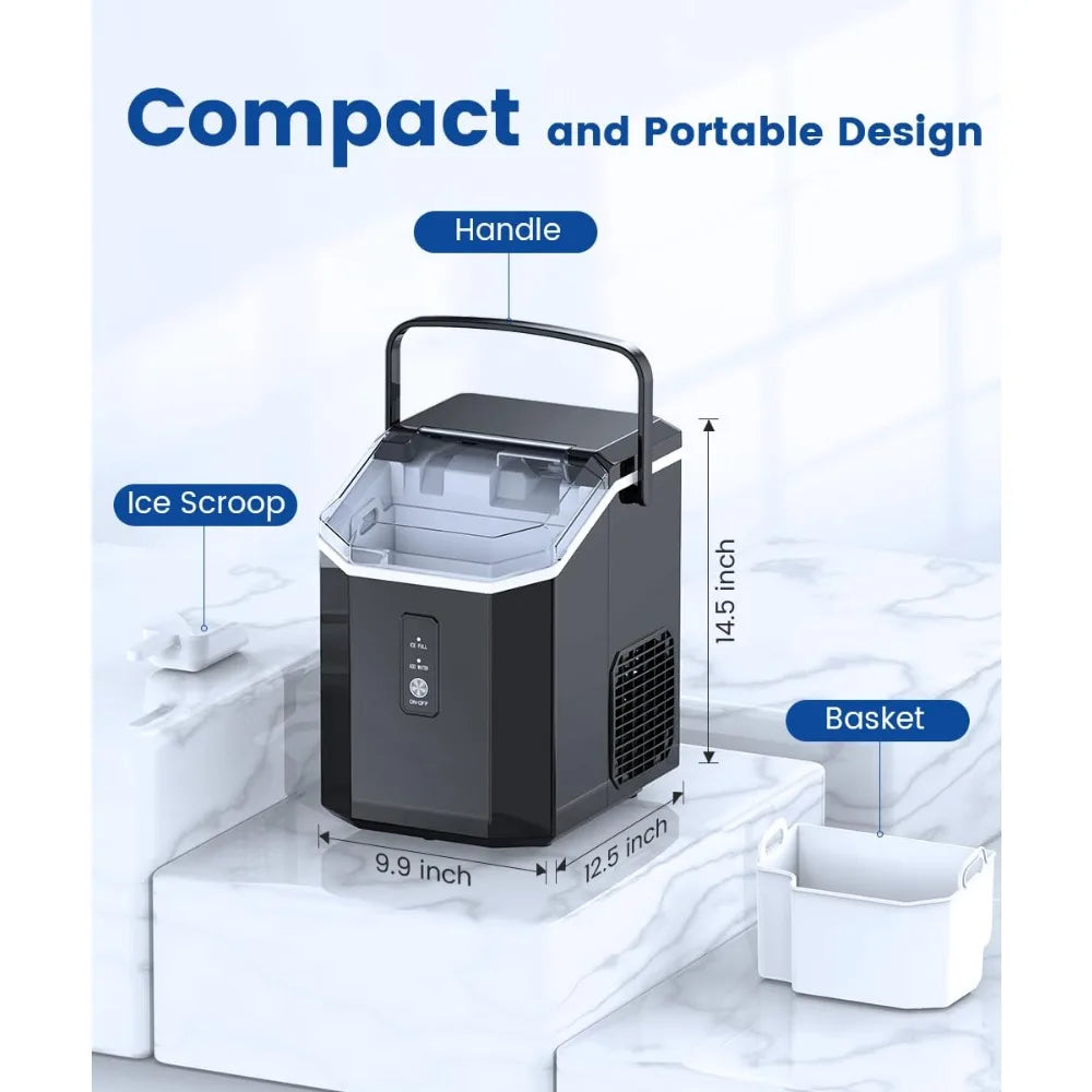 Nugget Ice Maker Countertop, Chewable Nugget Ice Cubes Machine, Quick Ice Making 34Lbs/Day