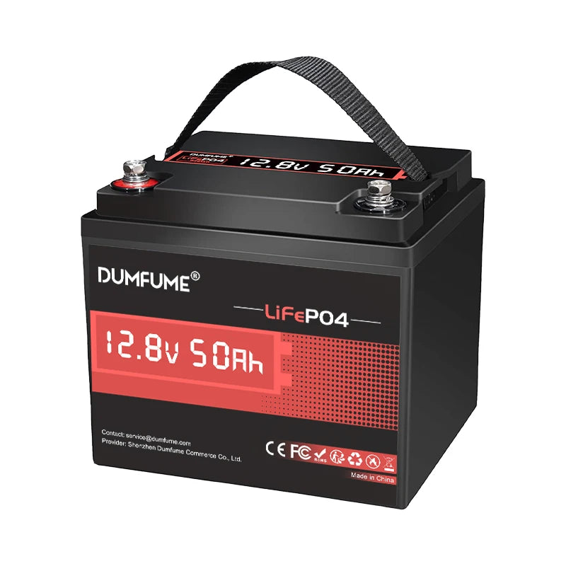 Dumfume 12.8V 50Ah LiFePO4 Lithium Battery 50A BMS 640W Rechargeable Grade A+ Cells