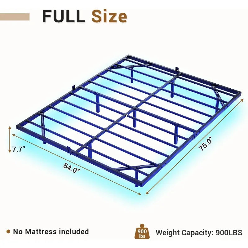 Floating Bed Frame with LED Lights, Metal Platform Full Bed, No Box Spring Needed