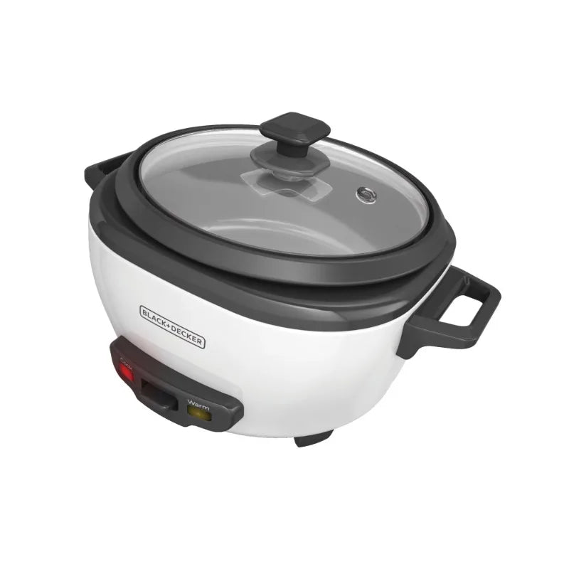 Black & Decker 6-Cup Rice Cooker with Steaming Basket, White, RC506