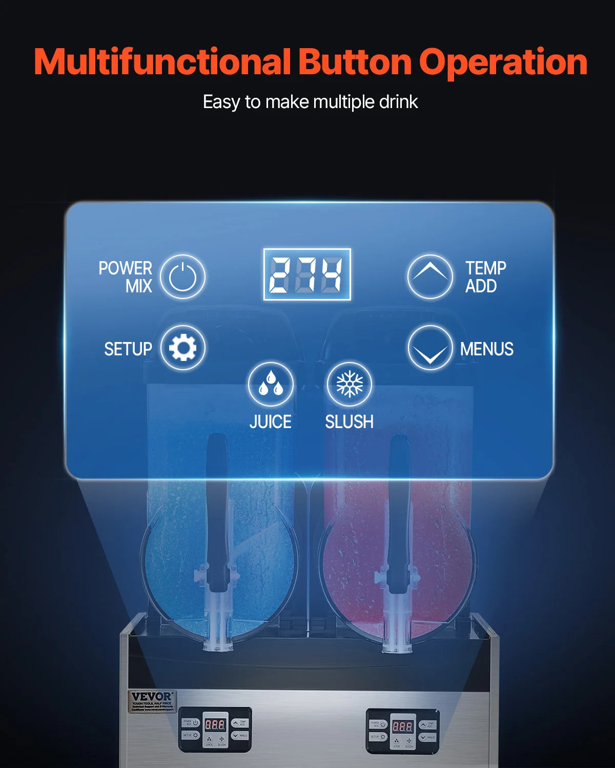 SucceBuy 3-36L Commercial Slushy Machine 1-3 Tanks Stainless Steel Margarita Smoothie Frozen Drink
