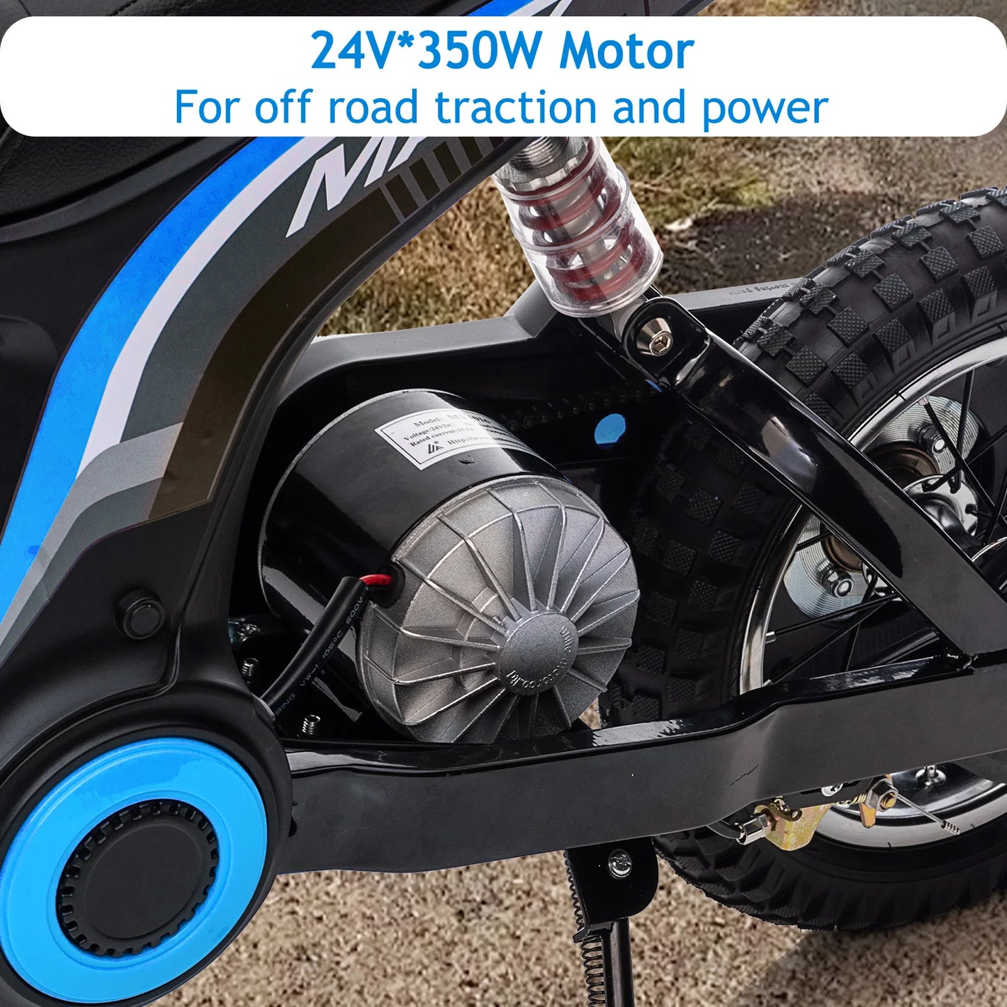 Kids Dirt Bike, 350W Electric Motorcycle Up to 14.29MPH, 24V Battery, 2-Speed Modes - Ages 8-14