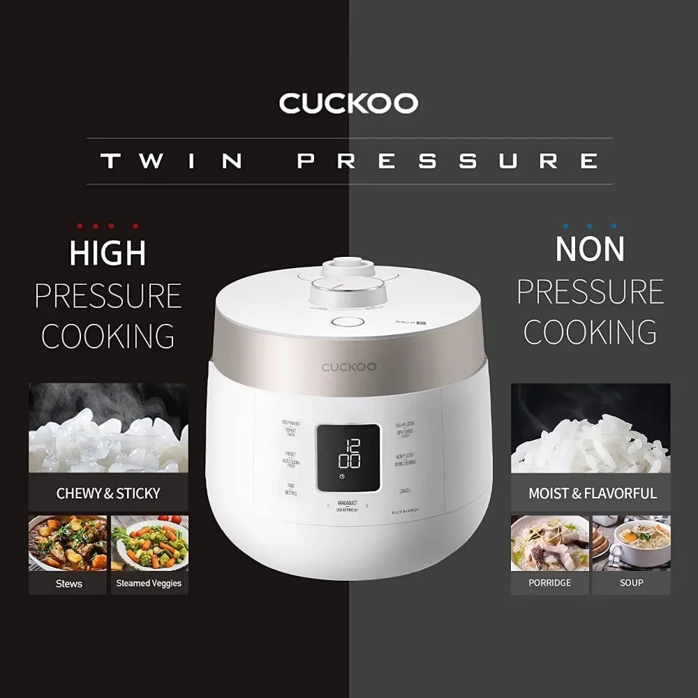 CUCKOO HP Twin Pressure Rice Cooker 16 Menu Options: White, GABA, Veggie,Porridge,& More