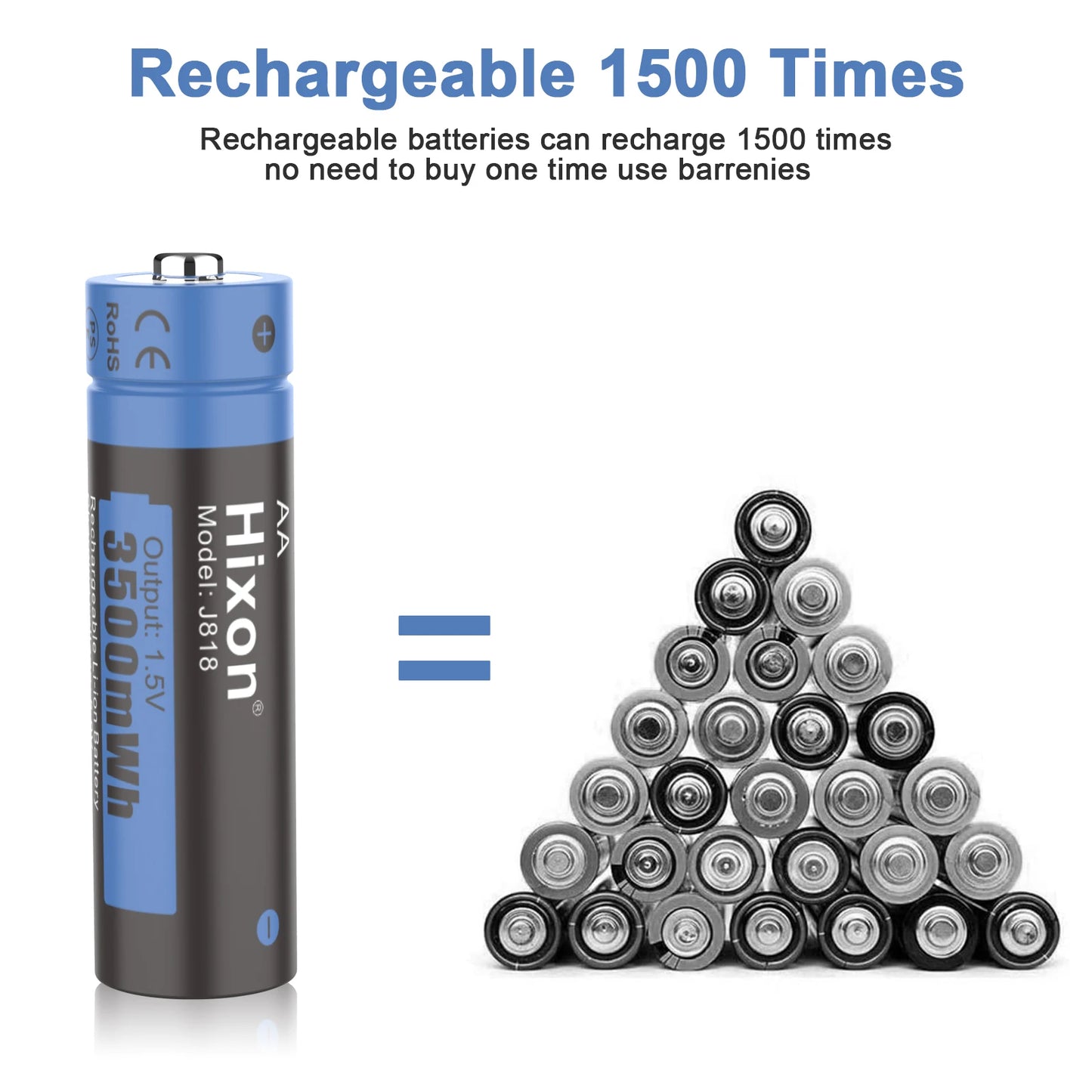 Hixon aa 1.5V Li-ion Rechargeable Battery 3500mWh 1.5V Lithium AA Rechargeable Batteries 1.5v AA