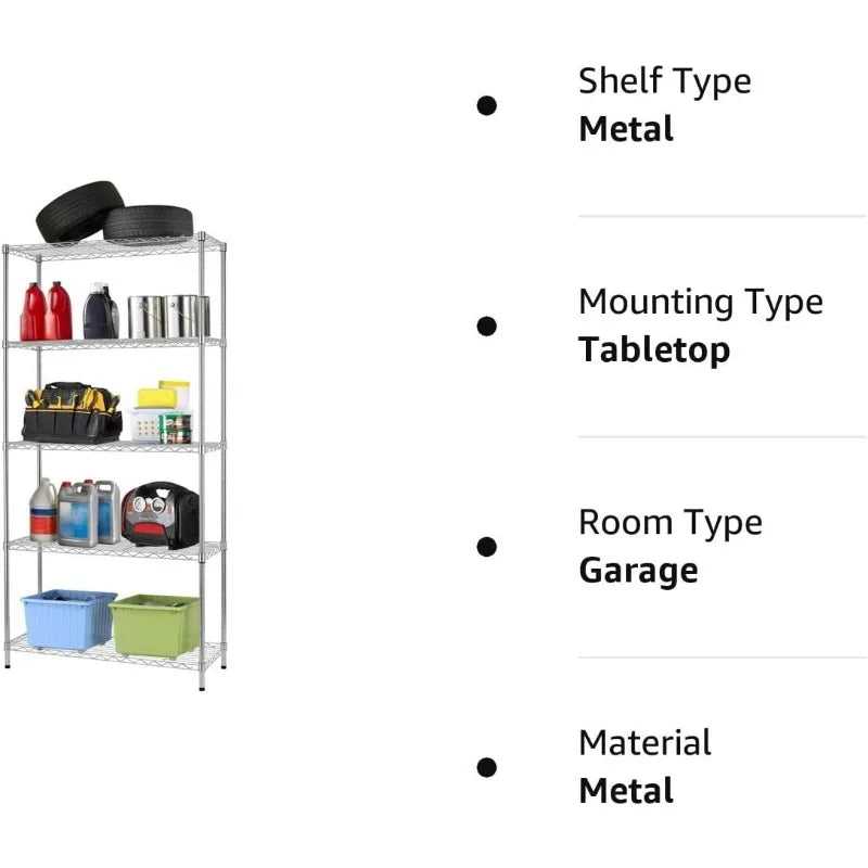 Storage Shelves 2100Lbs Capacity, 6-Shelf on Casters 48" L×18" W×72" H Commercial Wire Shelving Unit