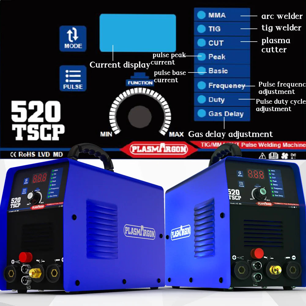 4 in 1 Plasma Cutter Welding  520TSCP DC inverter Spot Welding Machine TIG MMA  CUT IGBT Pulse CNC