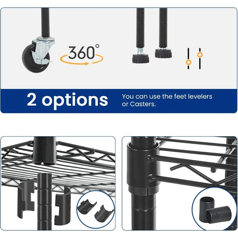 Storage Shelves 2100Lbs Capacity, 6-Shelf on Casters 48" L×18" W×72" H Commercial Wire Shelving Unit