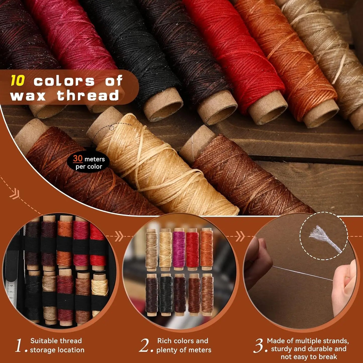 60 Pcs Leather Craft Kit with Storage Bag, Tools for Stitching and Punching