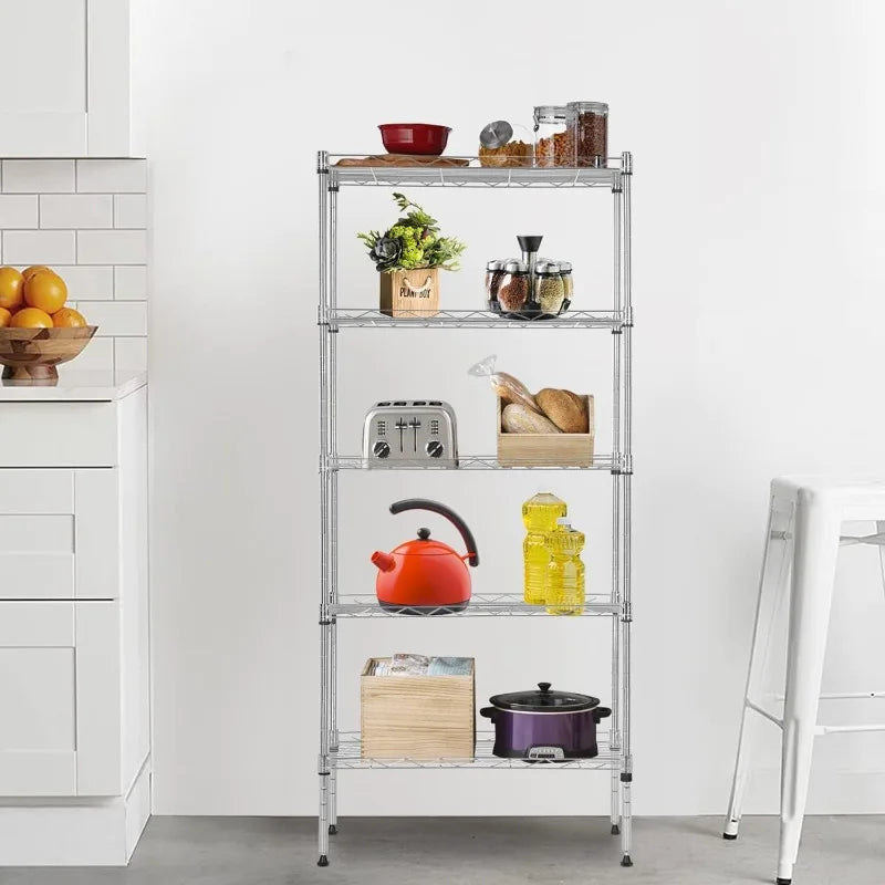 Storage Shelves 2100Lbs Capacity, 6-Shelf on Casters 48" L×18" W×72" H Commercial Wire Shelving Unit