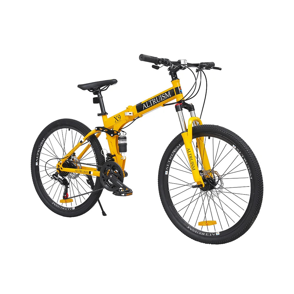 26 Inch Mountain Bike 21 Speed Dual Suspension Adult Bicycle with Adjustable Disc Brake