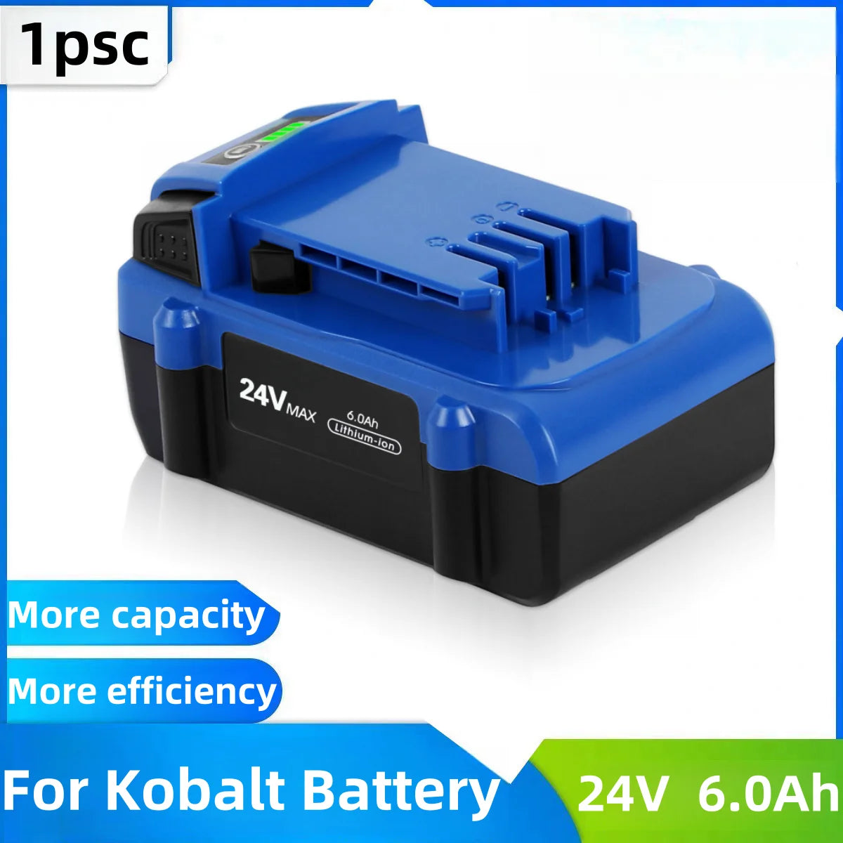 1Pack 6.0Ah Replace Battery For Kobalt 24V Battery Max KB624-03 Lithium Ion Cordless Tools Battery