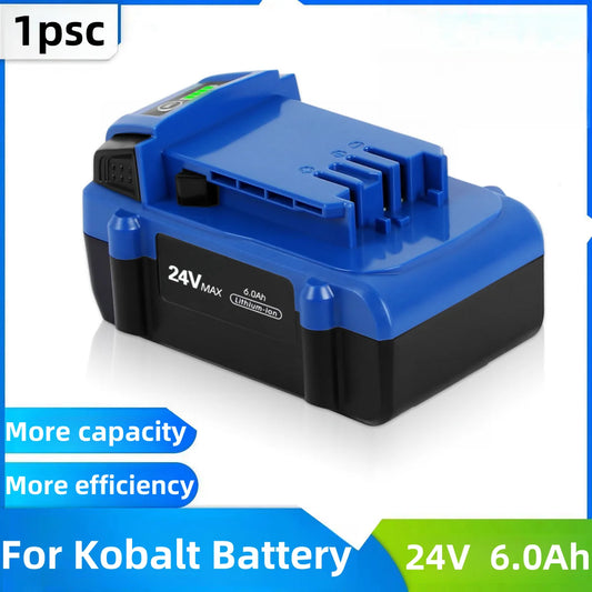 1Pack 6.0Ah Replace Battery For Kobalt 24V Battery Max KB624-03 Lithium Ion Cordless Tools Battery