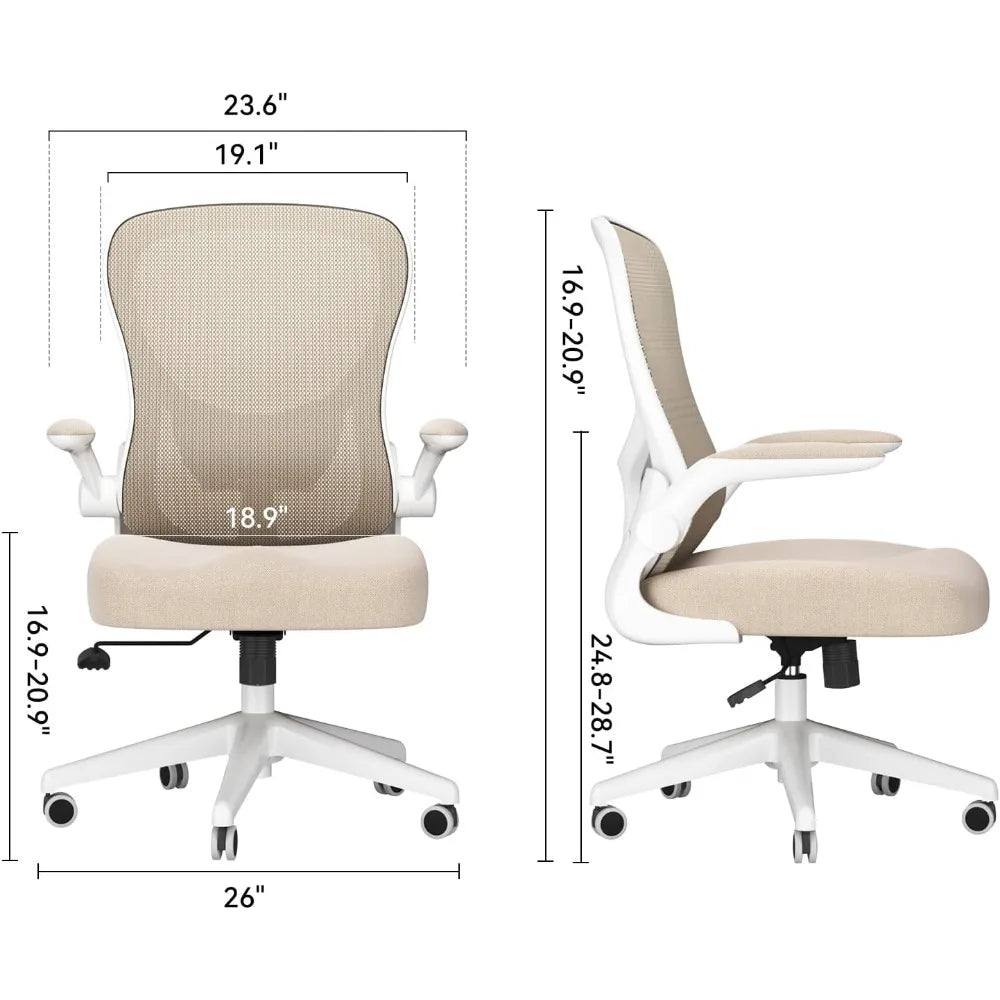 Office Chair Ergonomic Desk Chair, Office Desk Chairs with PU Silent Wheels, Breathable Mesh