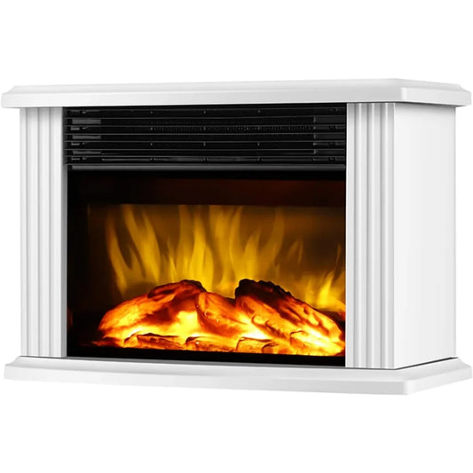 Electric Fireplace Heaters Indoor Use Little Buddy Heater Fake Fireplace White Metal Frame (White）