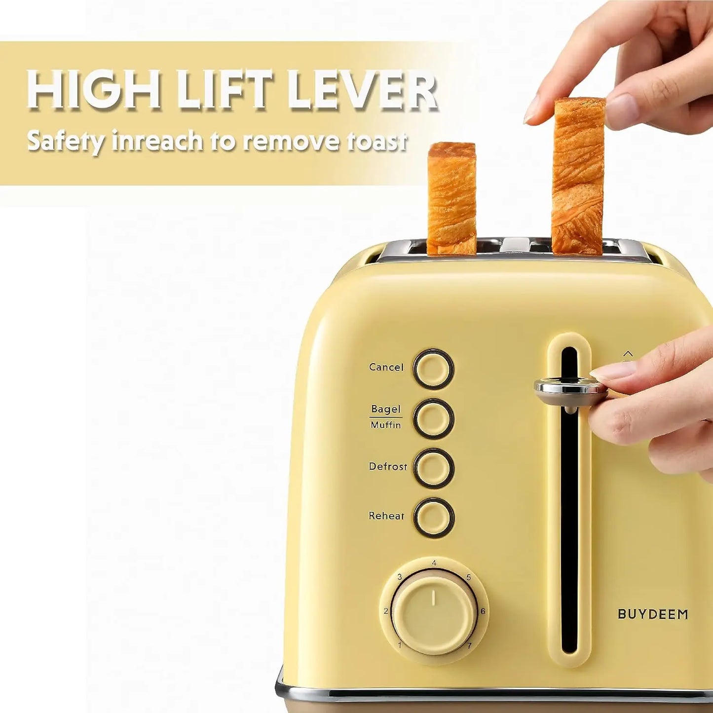 DT620 Retro Stainless Steel 2-Slice Toaster w/High Lift Lever Bagel And Muffin Function Extra Wide