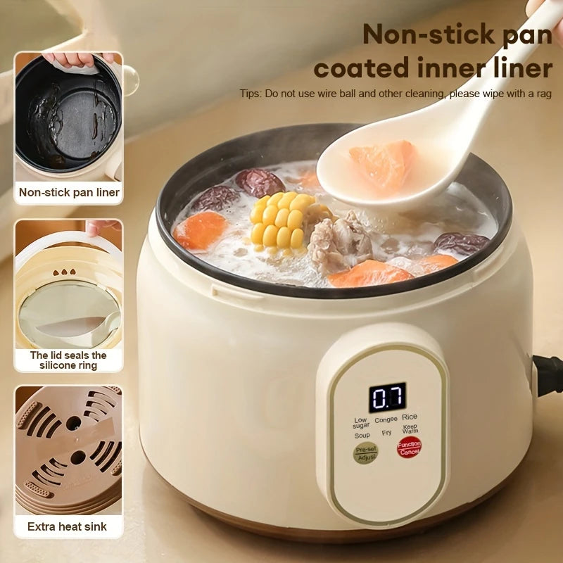 1.8L Electric Rice Cooker Portable Multi Cooker Household Rice Pot Non-Stick Smart Low Sugar