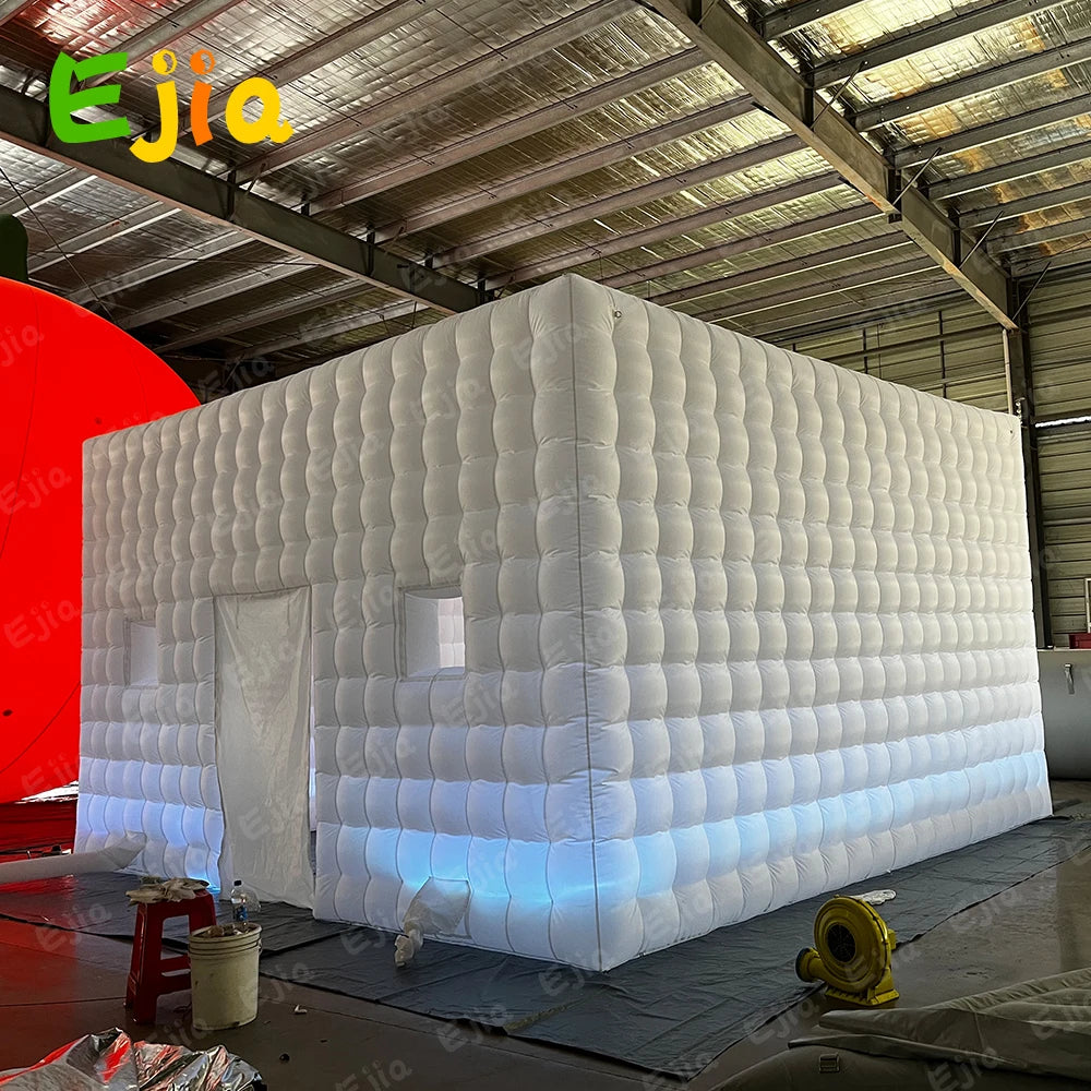 Inflatable Nightclub Cube Tent Disco Light Nightclub Tent with LED Colour Lighting Suitable W/Blower