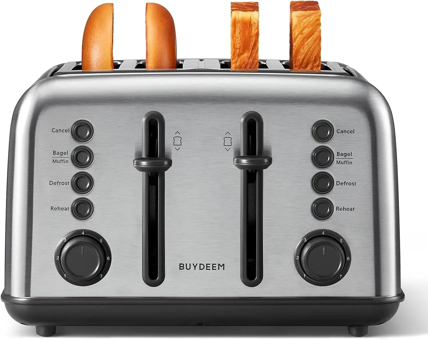 T640 4-Slice Toaster,Extra Wide Slots, Retro Stainless Steel with High Lift Lever, Bagel and Muffin