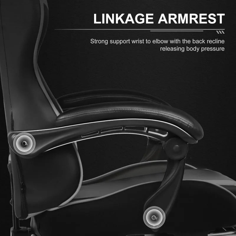 GTPLAYER Gaming Computer Chair w/Footrest and Lumbar Support, Height Adjustable Game Chair w/ 360°