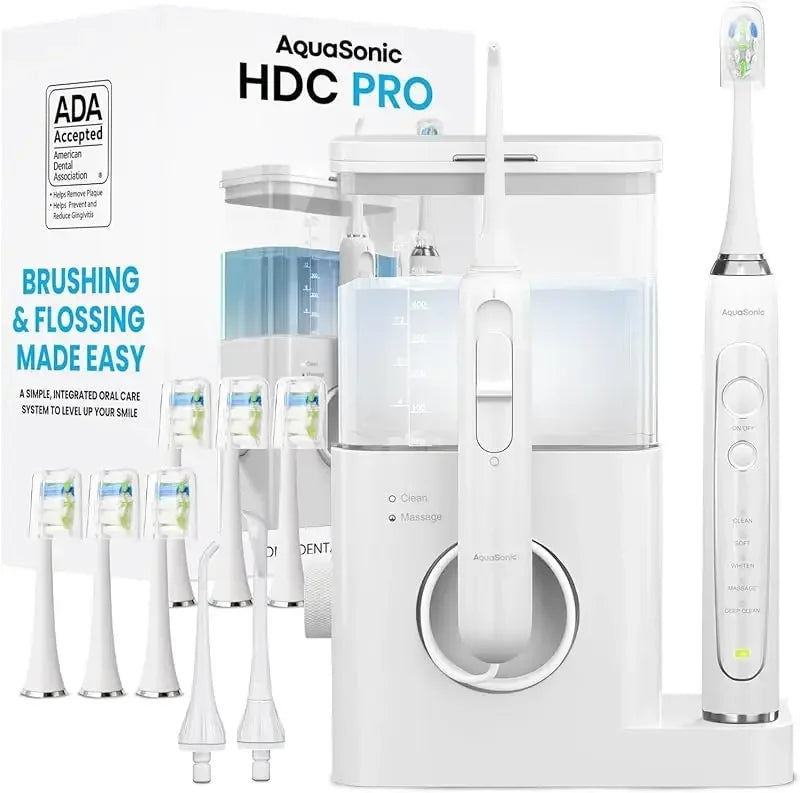 QWAquaSonic Home Dental Center PRO  Brush & Floss – Power Toothbrush & Water Flosser