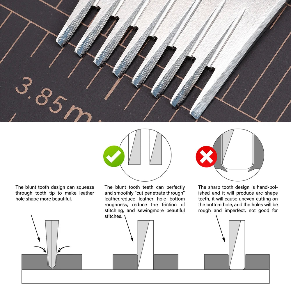 WUTA 1pc High Quality Sharp Leather Chisel French Style Pricking Iron Tool Polish2.7/3.0/3.38/3.85mm