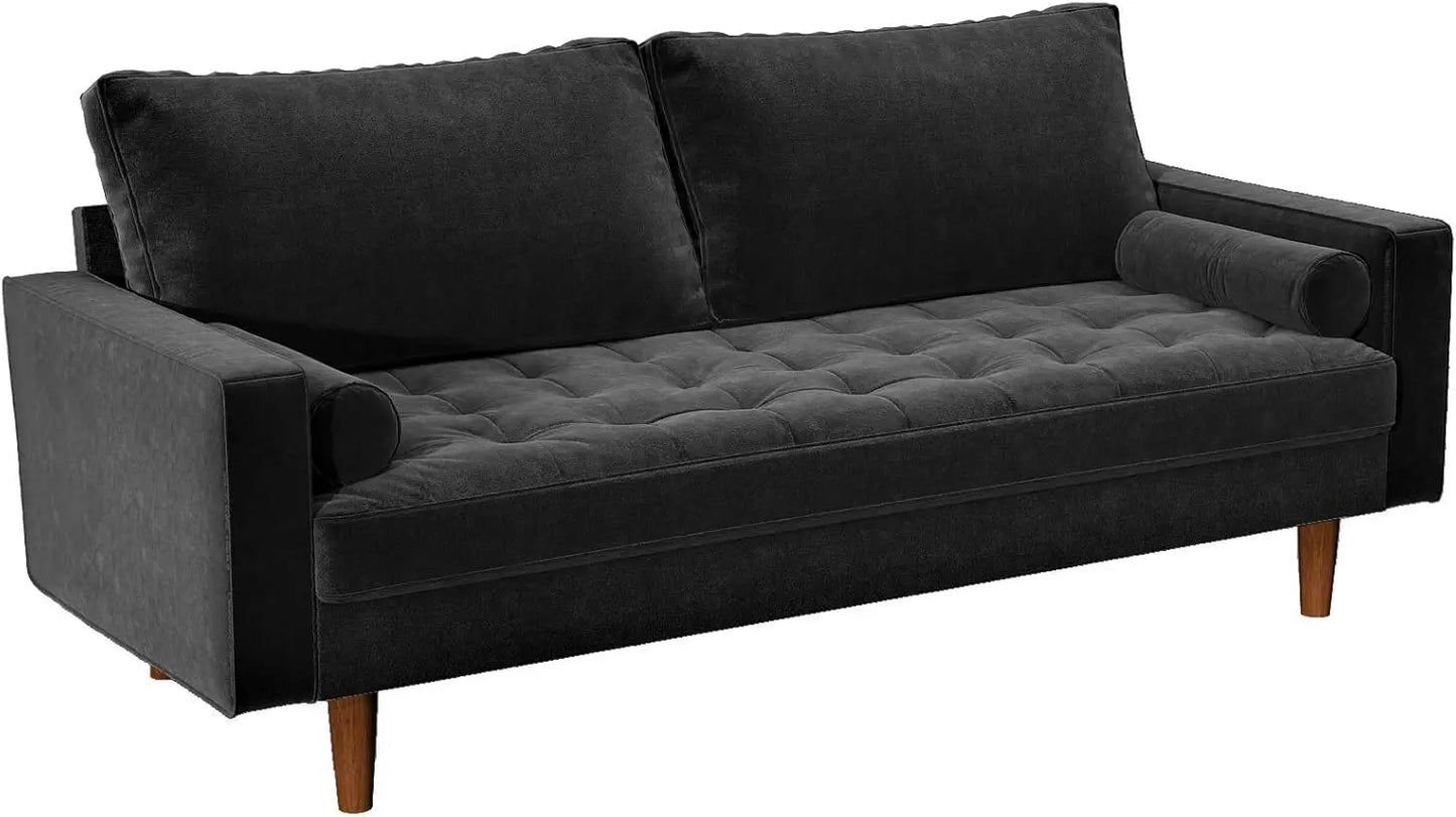 Container Furniture Direct S5456 Mid Century Modern Velvet Upholstered Tufted Sofa, 69.68"