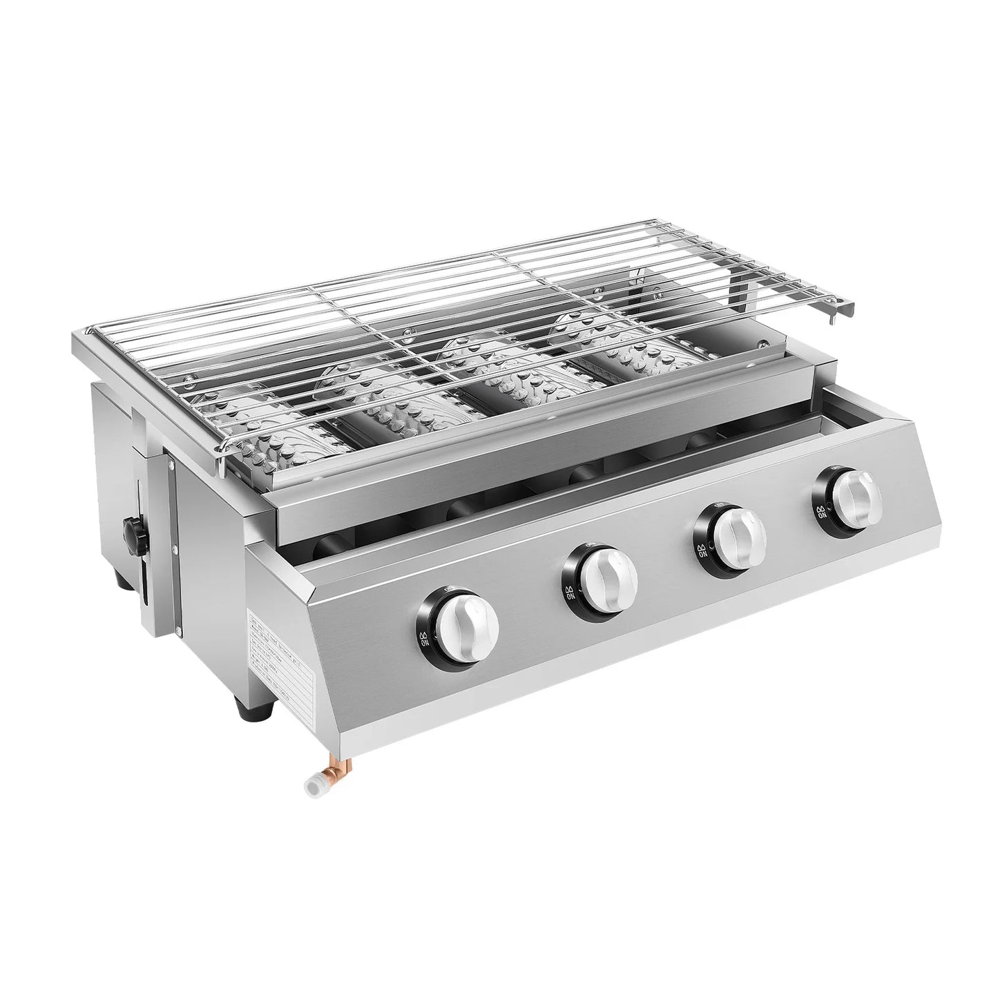 4 Burner BBQ Propane Gas Grill Stainless Steel Smokeless Barbecue Grill Portable BBQ Grill Removable
