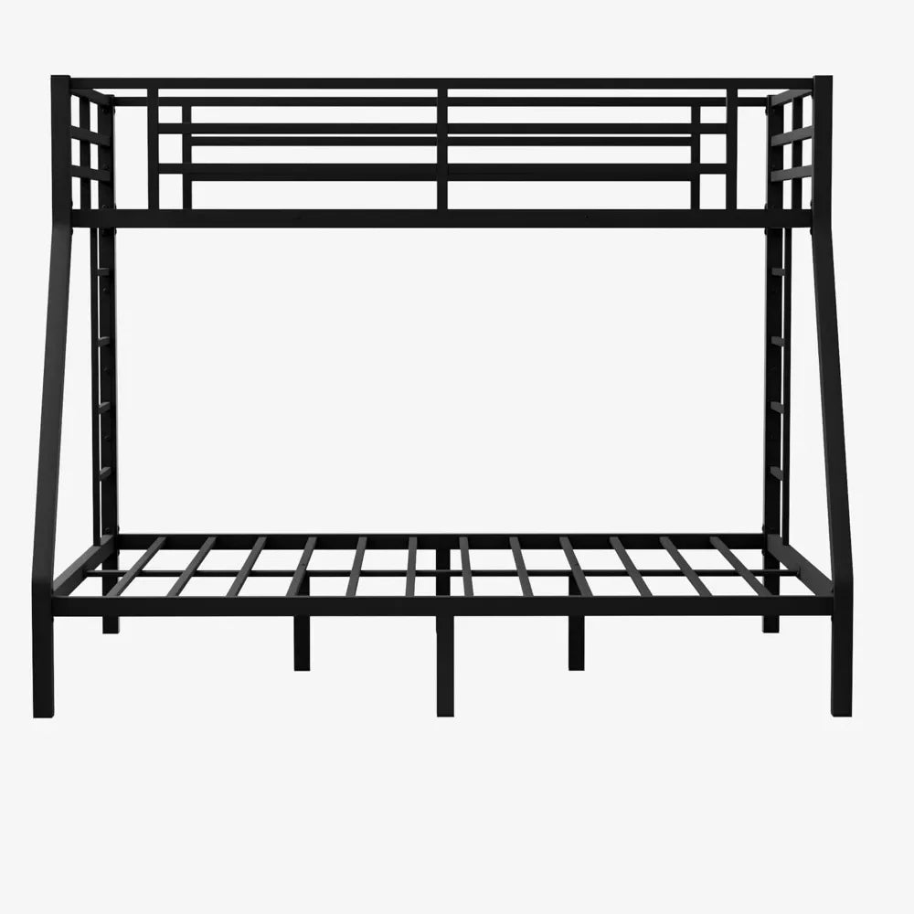 Metal Twin XL Over Queen Bunk Bed, Heavy Duty Twin XL Bunk Bed with 2 Safety Side Ladder