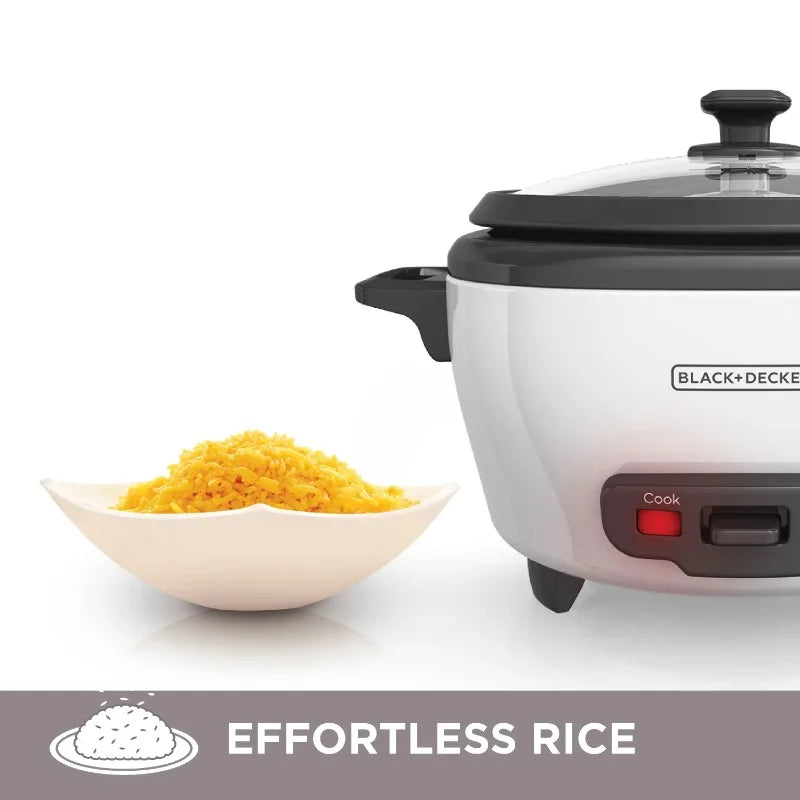 Black & Decker 6-Cup Rice Cooker with Steaming Basket, White, RC506