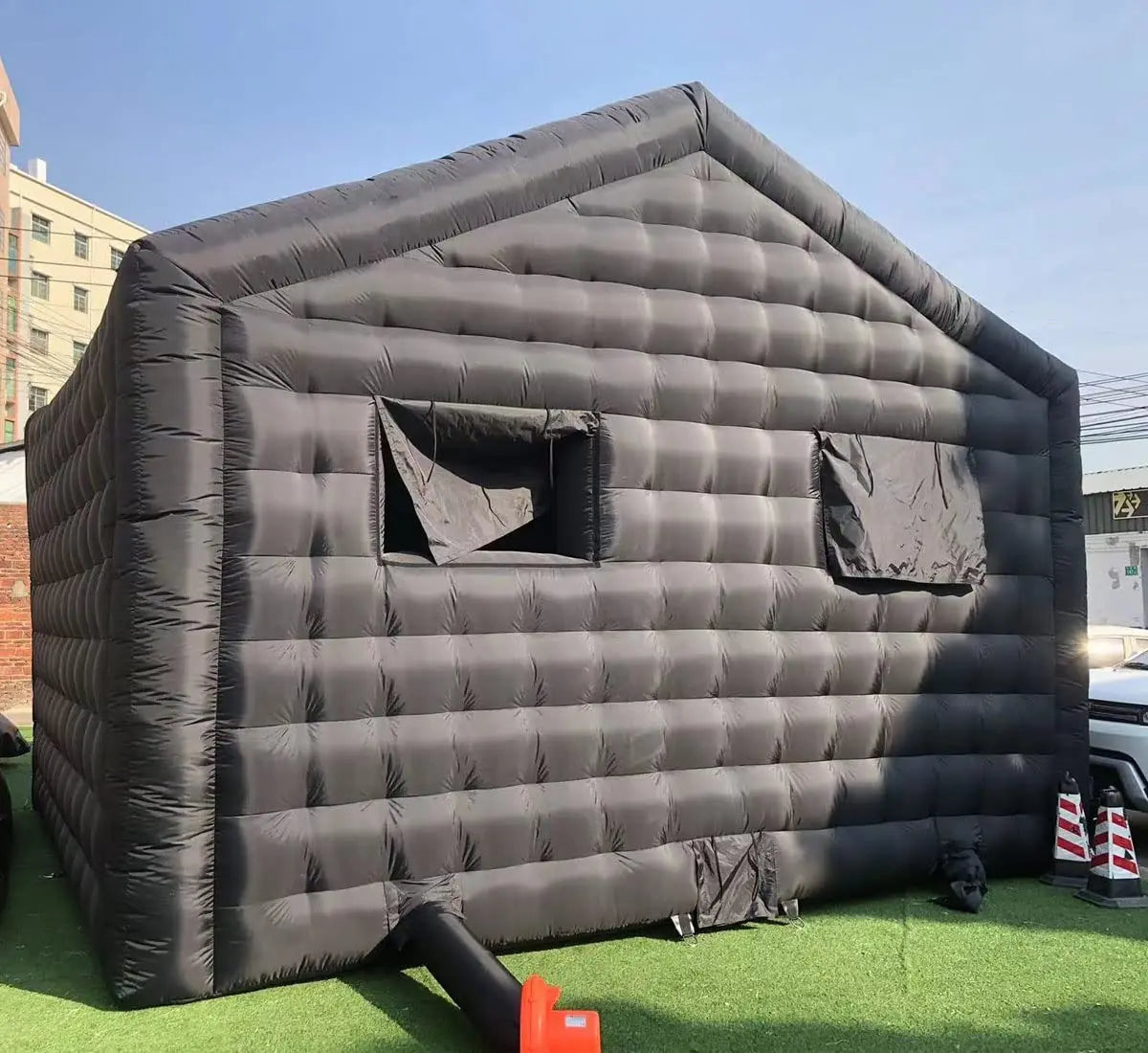 Black Inflatable Nightclub Dome Tent Wedding Cube Square Gazebo Event Big Portable Pavilion