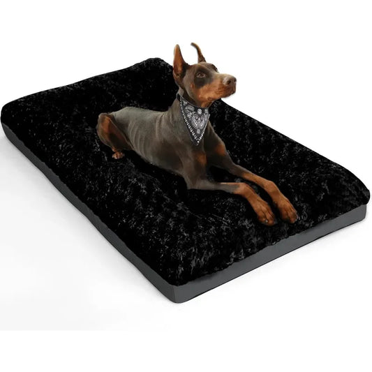 Washable XL Dog Bed Crate Mat 42 inch Comfy Kennel Pad Anti-Slip for Dogs Up to 90 lbs, 42" x 28"