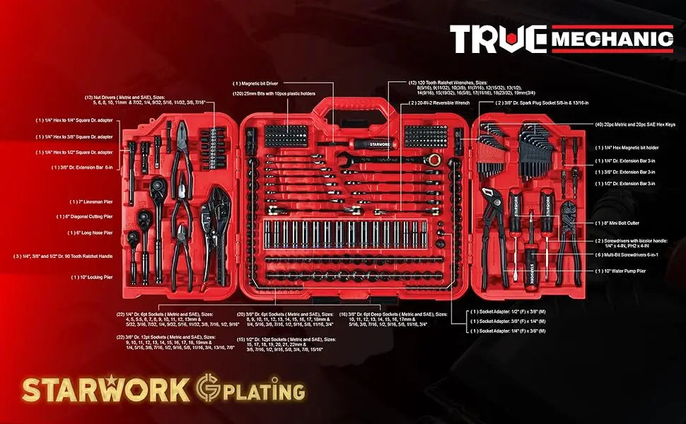 MECHANIC™ 312-Piece Mechanics Tool Set and Socket Set, Professional, SAE/Metric