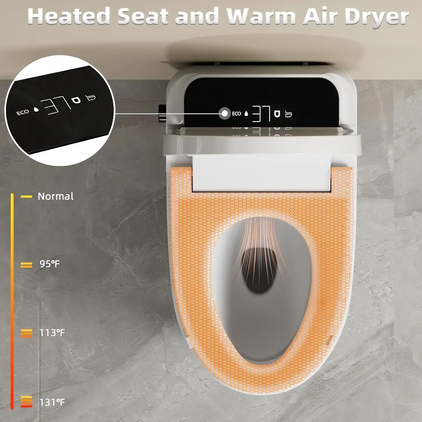 Tankless Smart Toilet/Bidet One-piece Bidet Toilet Seat Auto Flush Auto Open & Auto Close Heatd Seat